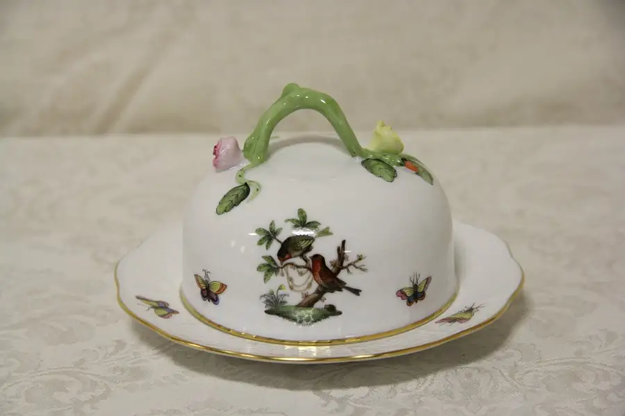 Main image of Herend Rothschild Bird Butter Dish with Cover