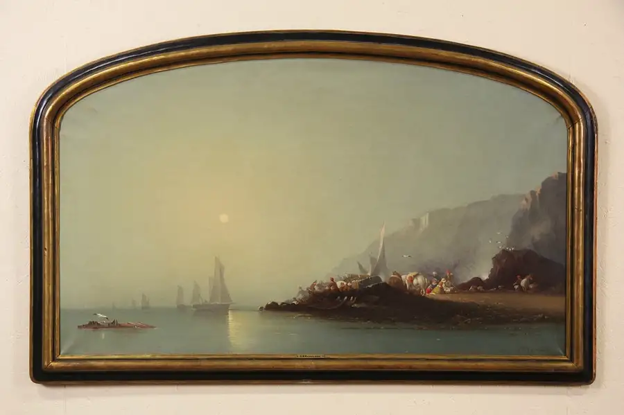 Main image of George Washington Nicholson Original Oil Painting, Antique 1870 & Frame