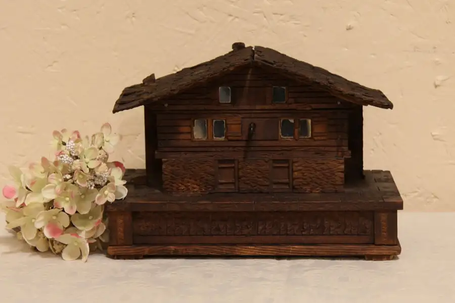 Main image of Swiss Chalet Antique Victorian Music / Jewelry Box