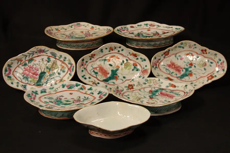 Main image of Chinese Antique Farmer or Country Porcelain, 8 Pcs.