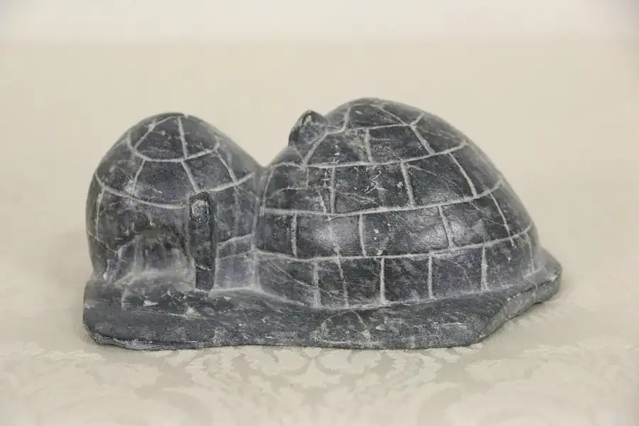 Main image of Inuit Hand Carved Soapstone Igloos Sculpture