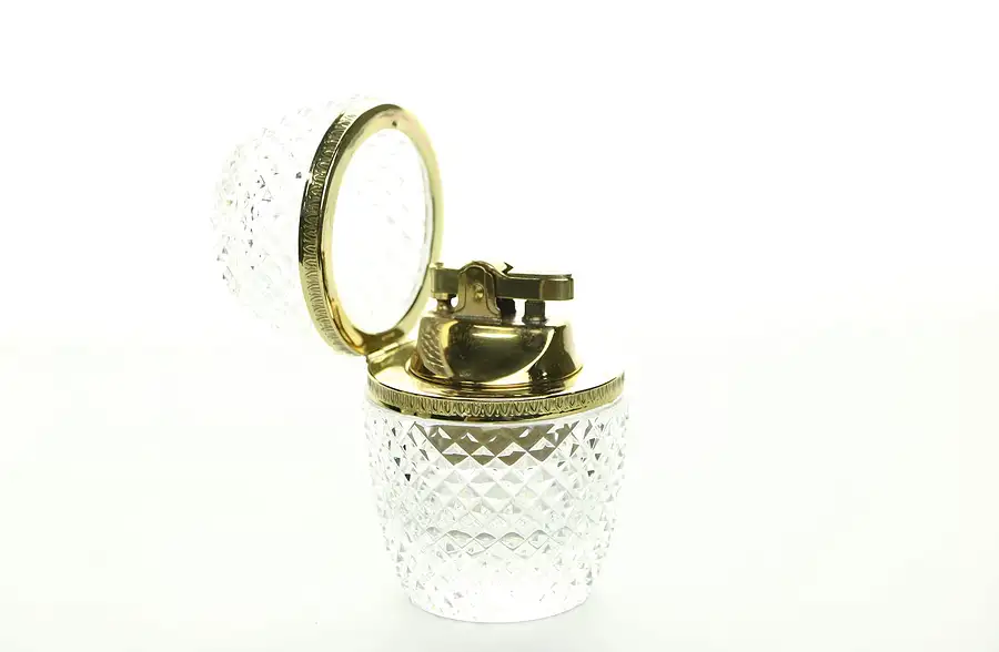 Main image of Hand Cut Crystal Signed Covered Lighter