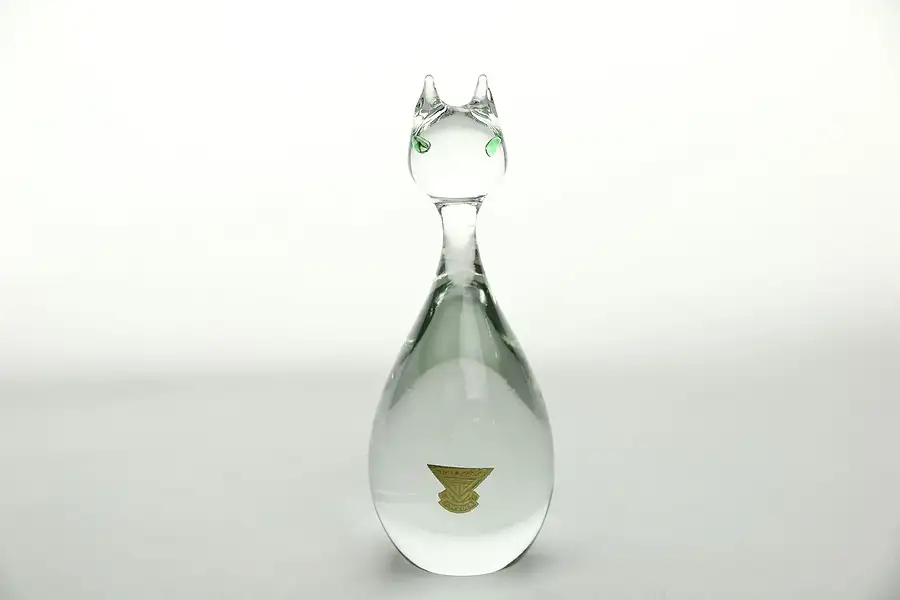 Main image of Cat Crystal Sculpture, Signed Bulla Kruf, Sweden