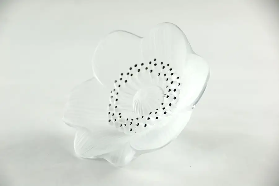 Main image of Lalique France Signed Etched Crystal Flower, Shortened Stem