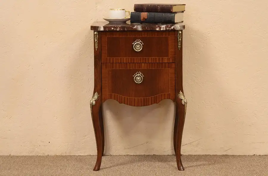 Main image of Marble Top End or Bedside Table, Night Stand