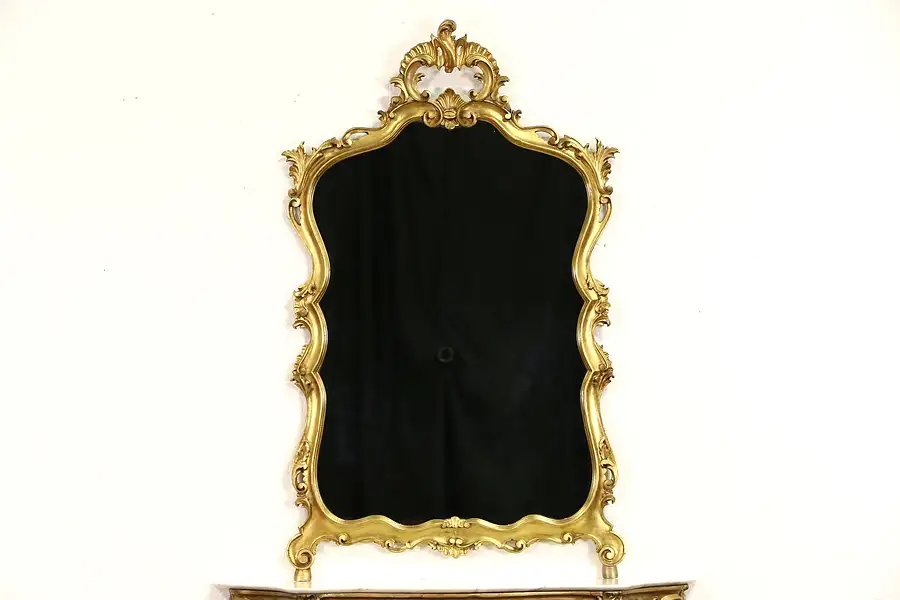 Main image of Italian Carved 1930's Antique Burnished Gold Hall or Mantel Mirror