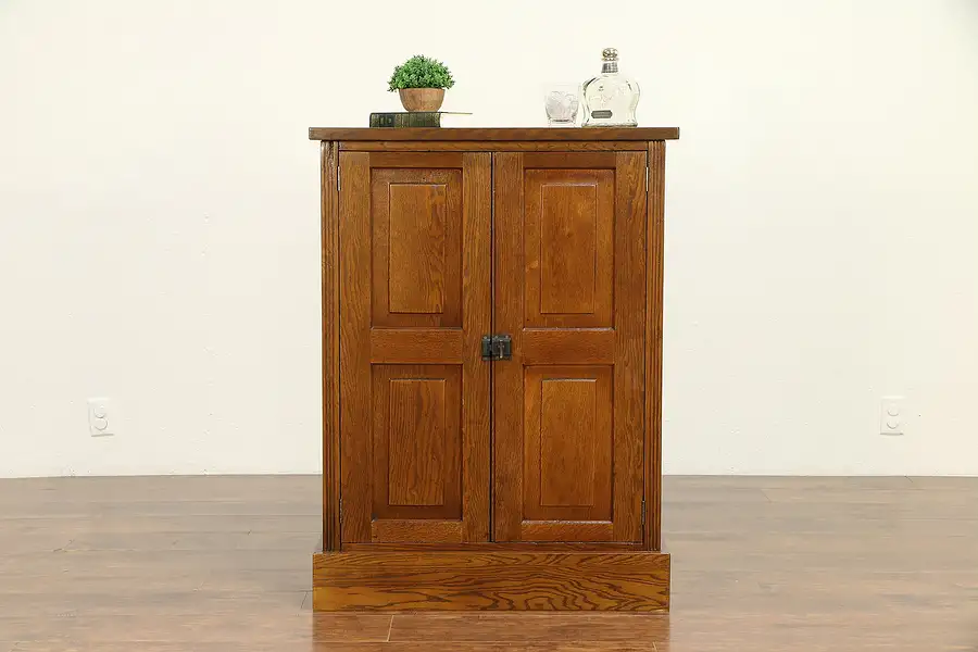 Main image of Oak Antique Hotel Office File & Pigeon Hole Mailbox Cabinet