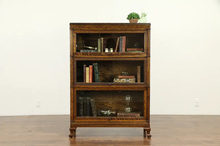Main image of Oak Antique 3 Stack Lawyer or Library Bookcase, Macey