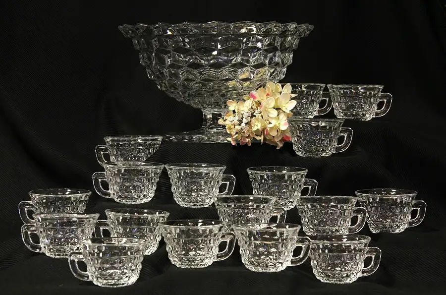 Main image of Fostoria American Punch Set, Footed Bowl, 17 Cups