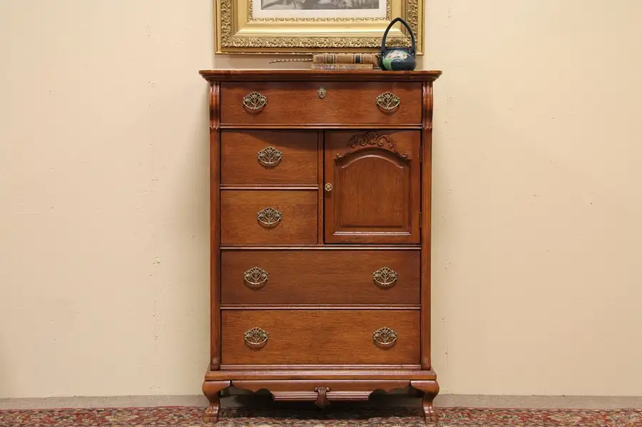 Main image of Lexington Victorian Oak Tall Chest or Dresser