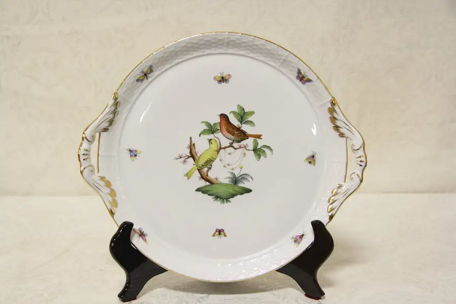 Main image of Herend Rothschild Bird Round Tray with Handles