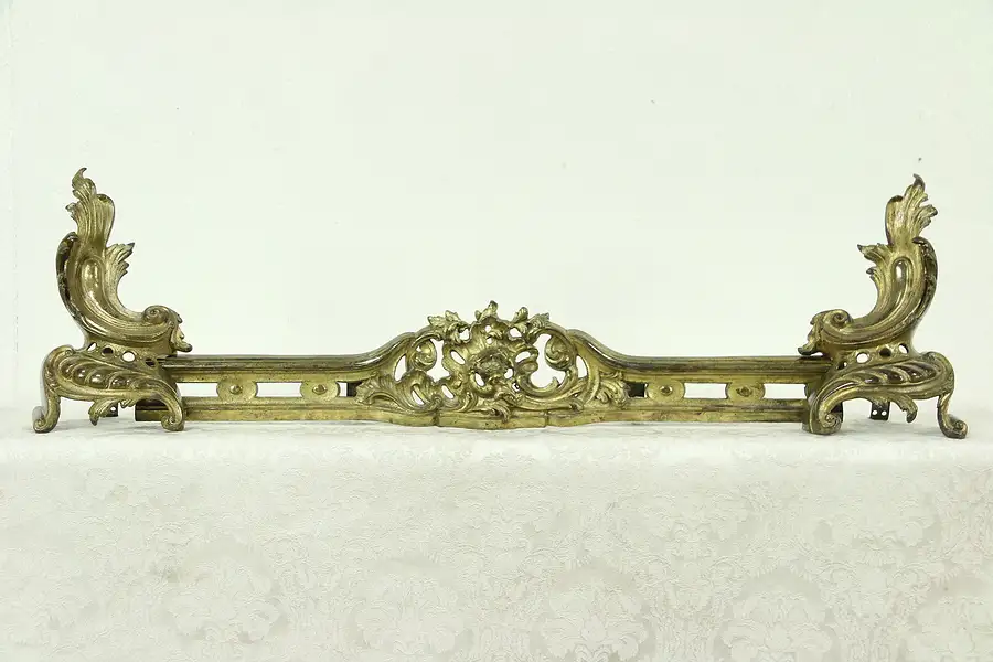 Main image of Fireplace Antique Bronze Hearth Chevets & Fender Set, France