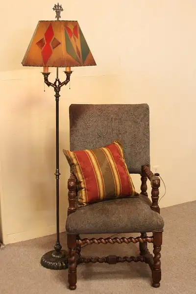Main image of Art Deco Floor Lamp, Original Parchment Shade