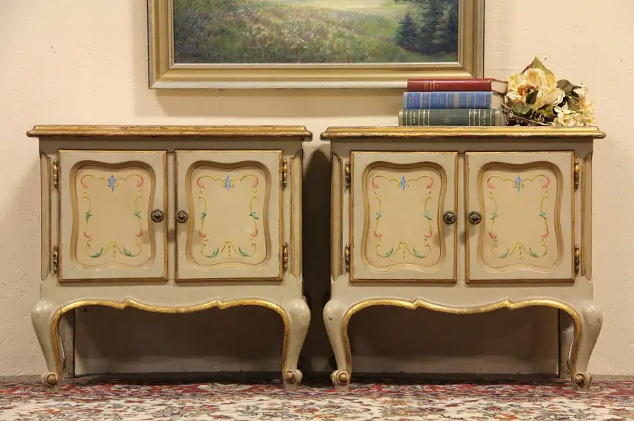 Main image of Pair Hand Painted End Tables Nightstands