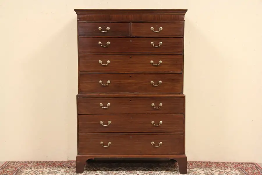 Main image of Georgian 1890 Antique English Tall Chest on Chest
