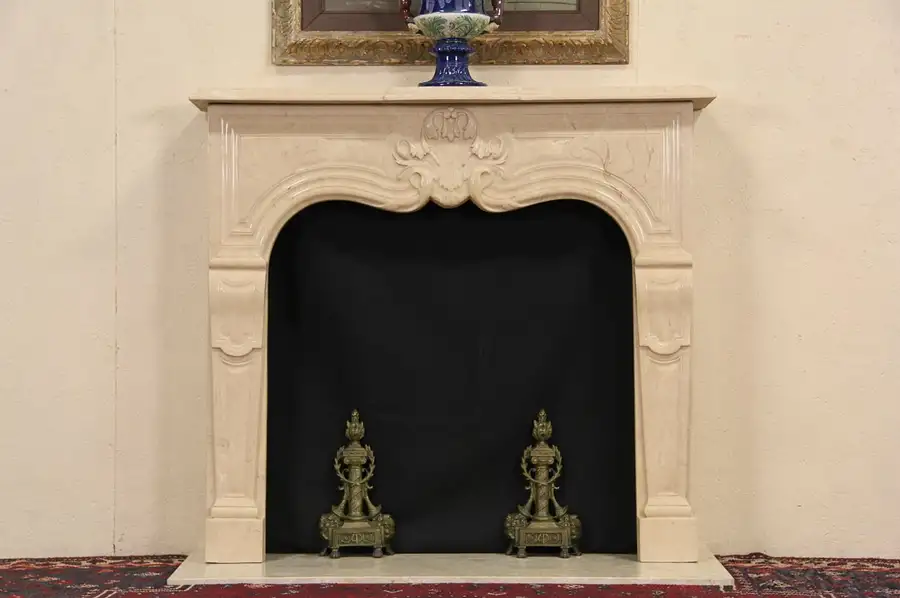 Main image of Cultured Travertine Marble Vintage Fireplace Mantel, Surround & Hearth