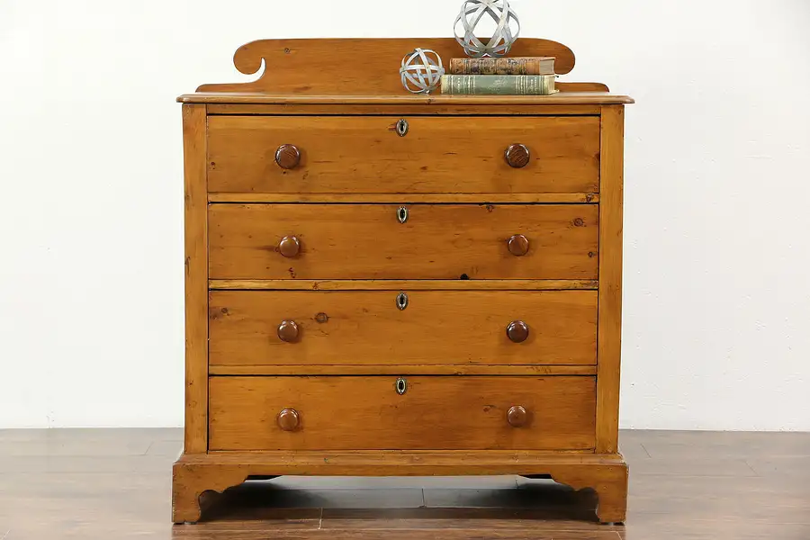 Main image of Country Pine Antique 1830's Hand Made Linen Chest or Dresser