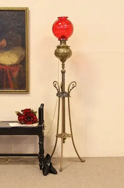 Main image of Victorian 1880 Brass Piano or Organ Lamp