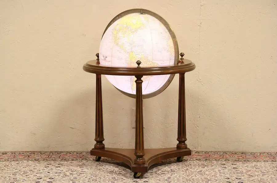 Main image of Lighted Vintage Replogle Globe, Cherry Stand