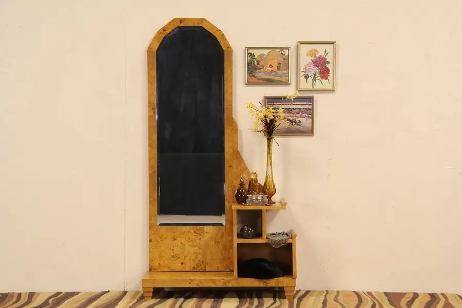 Main image of French 1930's Art Deco Beveled Dressing Mirror or Hall Console