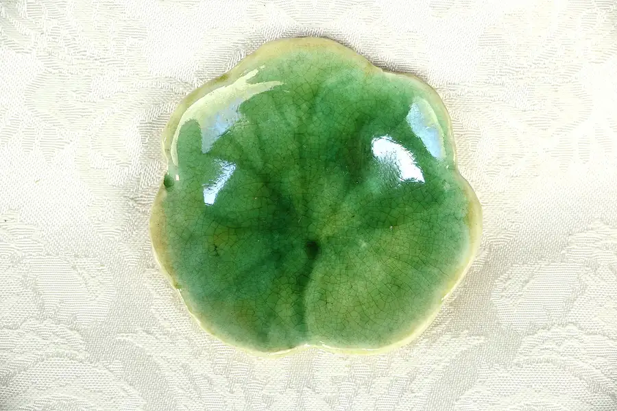 Main image of Majolica Hand Painted Clover Leaf Butter Chip or Dish