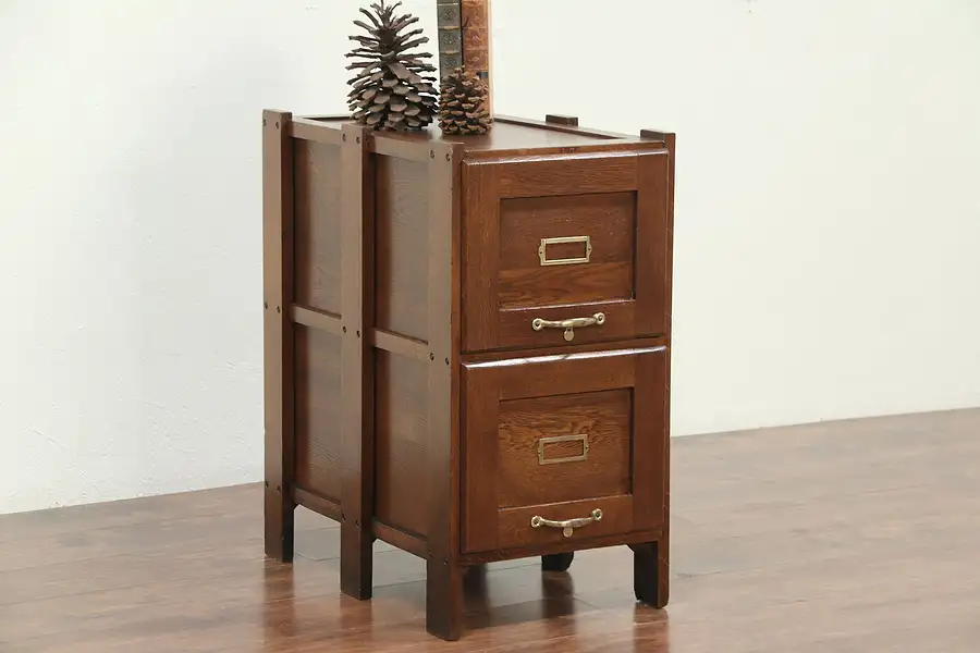 Main image of Arts & Crafts Antique Oak 2 Drawer File or Craftsman Filing Cabinet
