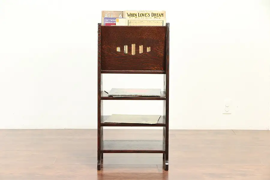 Main image of Arts & Crafts Mission Oak Antique Craftsman Bookshelf & Magazine Rack