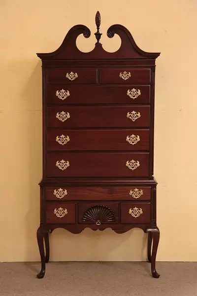 Main image of Georgian Kling Mahogany Tall Chest on Chest Dresser