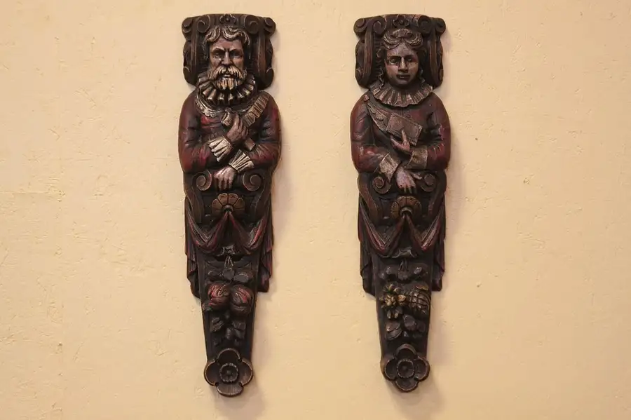 Main image of Pair of Renaissance Replica Carved Figures