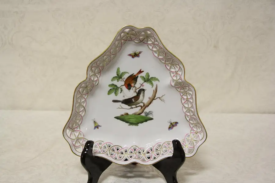 Main image of Herend Rothschild Bird Filigree Triangle Tray