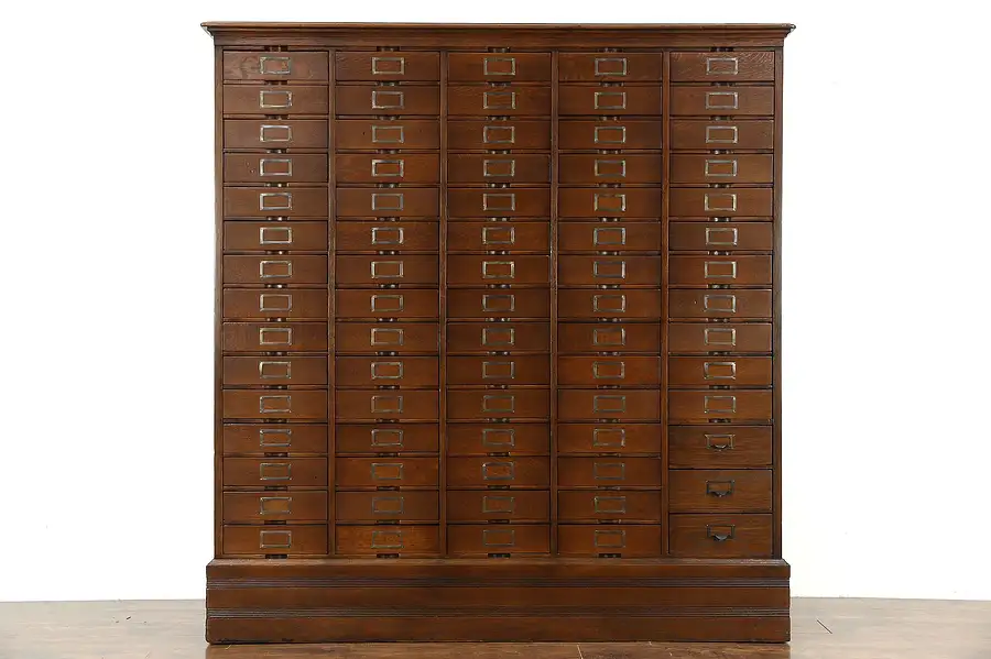Main image of Oak 1910 Antique 74 Drawer Lawyer File or Collector Cabinet