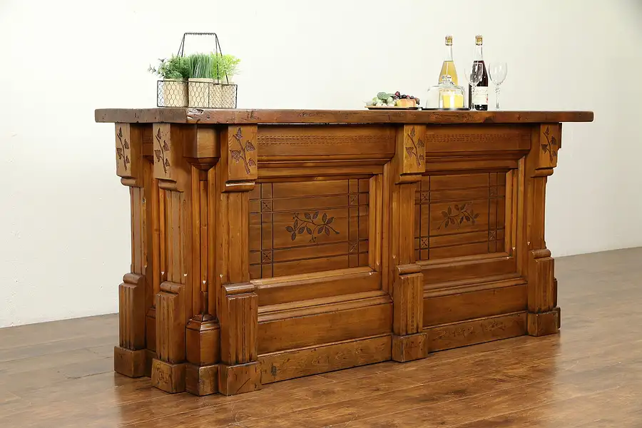 Main image of Victorian Eastlake Antique 1875 Pine Store Counter, Kitchen Island, Bar