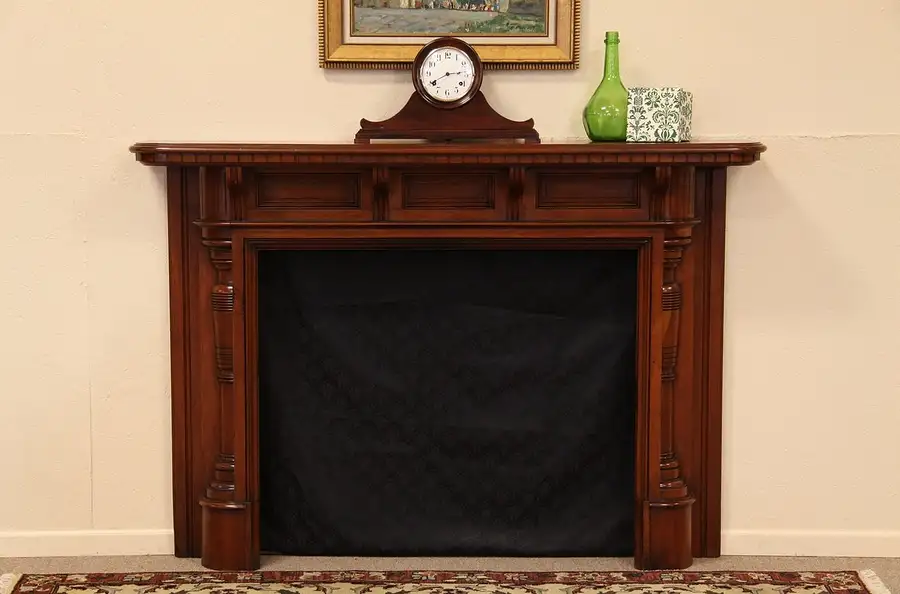 Main image of Victorian Antique Cherry Fireplace Mantel