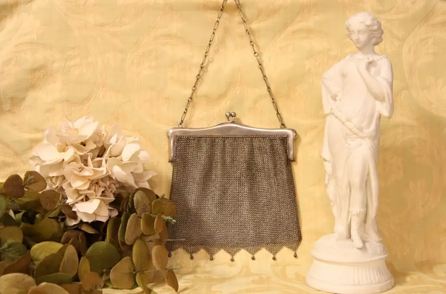 Main image of Silver Mesh Antique Purse or Evening Bag