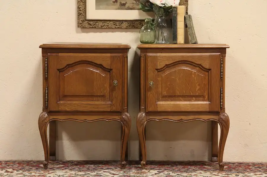 Main image of Pair Country French Oak Nightstands or Bedside Tables