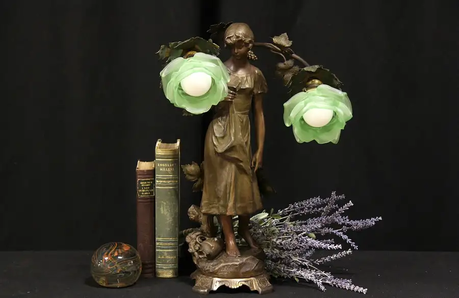Main image of Newel Post Lamp, French 1900 Statue