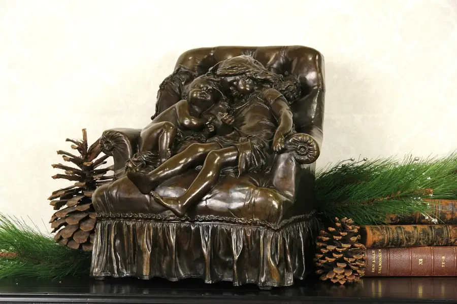 Main image of Le Nid The Nest 1882 Antique Bronze Sculpture Signed Croisy
