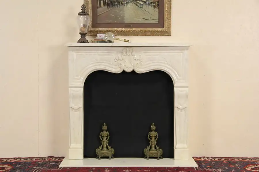 Main image of Cultured Travertine Marble Vintage Fireplace Mantel, Surround & Hearth
