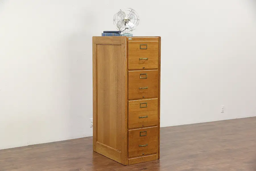 Main image of Oak Antique 1920 File Cabinet, 4 Drawers, Washington State