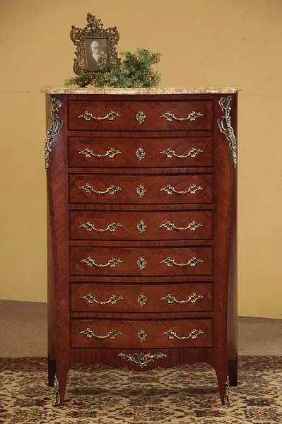 Main image of Semanier - French Marble & Marquetry Lingerie Chest