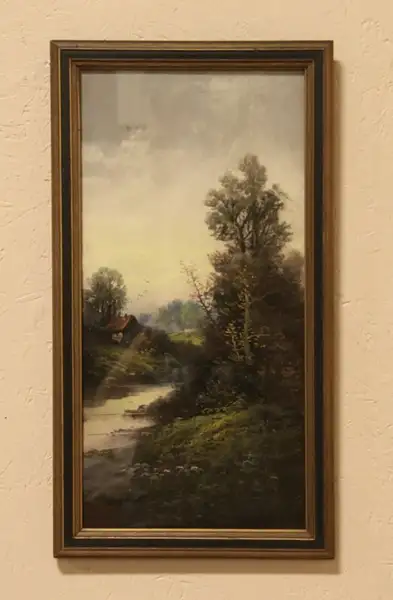 Main image of Cottage & Stream, 1900 Original Pastel Painting on Paper