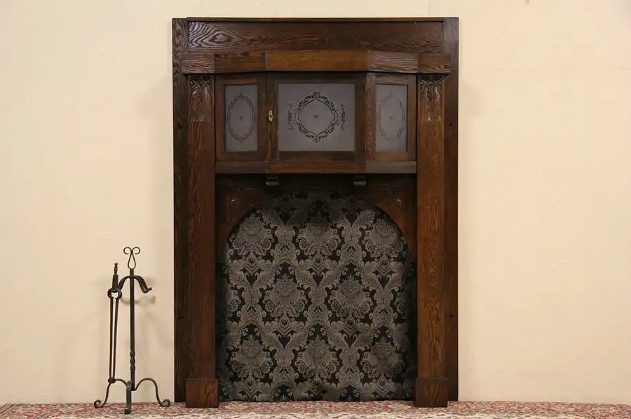 Main image of Arts & Crafts Mission Oak 1900 Fireplace Mantel Architectural Salvage