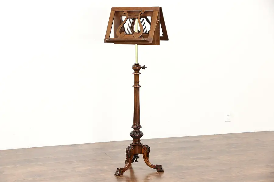 Main image of Duet Antique 1870 Double Adjustable Music Stand, Hand Carved Mahogany
