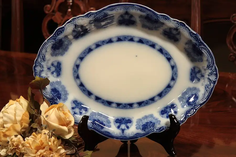 Main image of Victorian Antique Flow Blue Grindley Baltic Platter