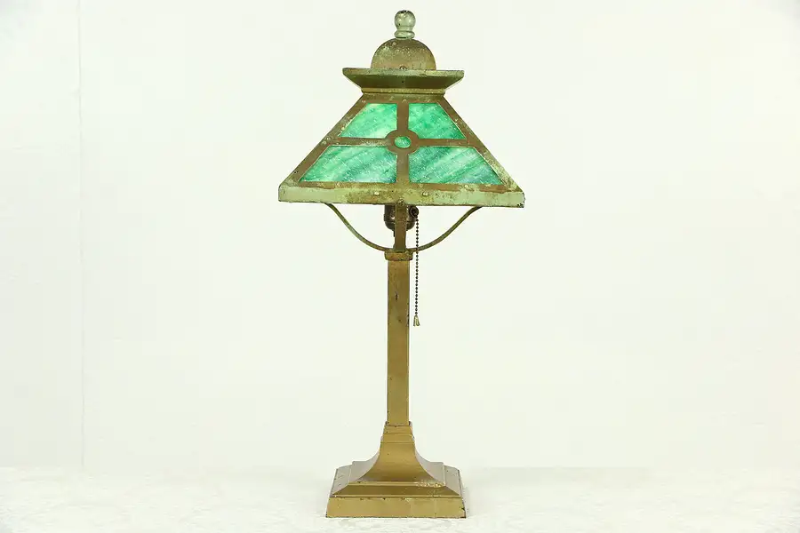 Main image of Lamp with Stained Glass Shade, 1910 Antique