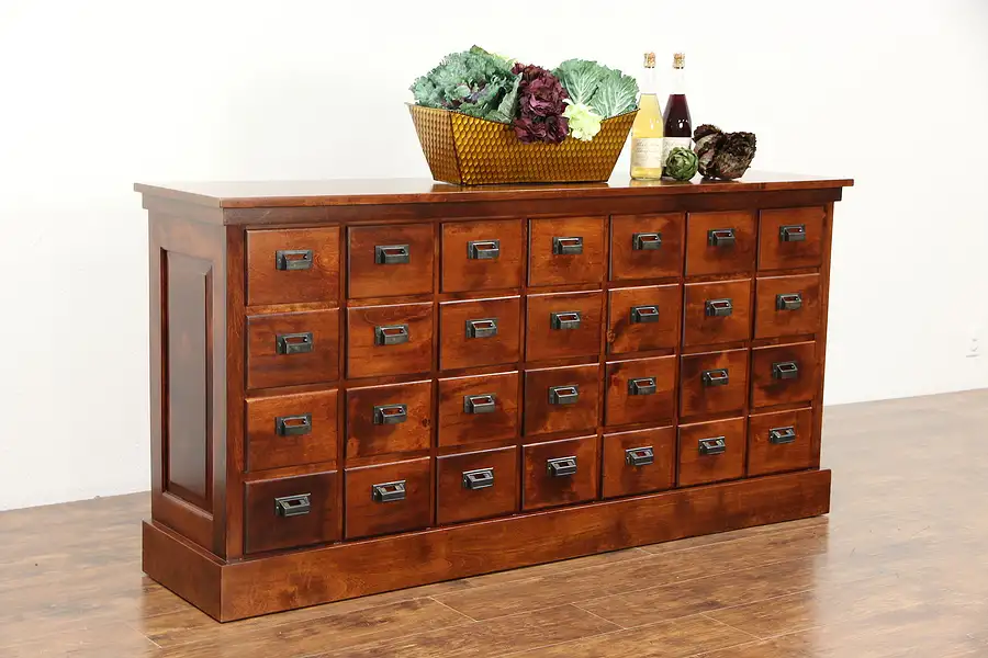 Main image of Drug Store Antique 1910 Counter, 28 Drawer File Cabinet