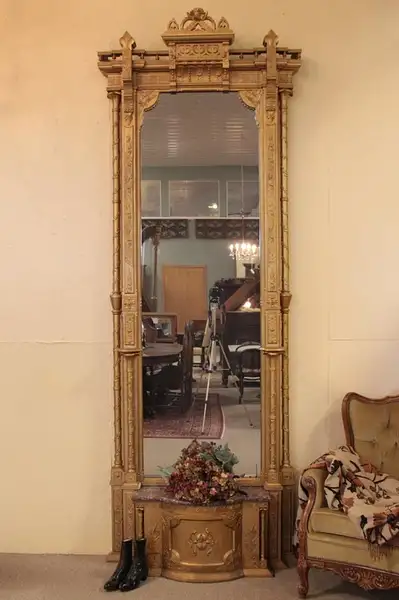 Main image of Victorian Eastlake or Aesthetic Gold 10' Pier Mirror