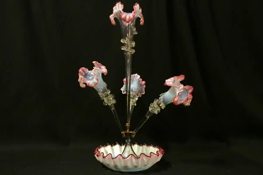 Main image of Victorian Cranberry Glass Epergne Centerpiece