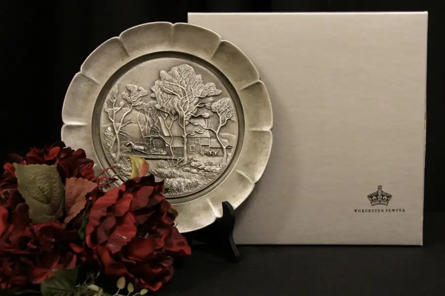 Main image of Worcester Pewter 1974 Currier & Ives Old Grist Mill Plate