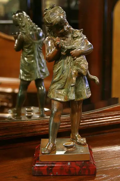 Main image of Bouret Sculpture of Girl & Cat, 1900